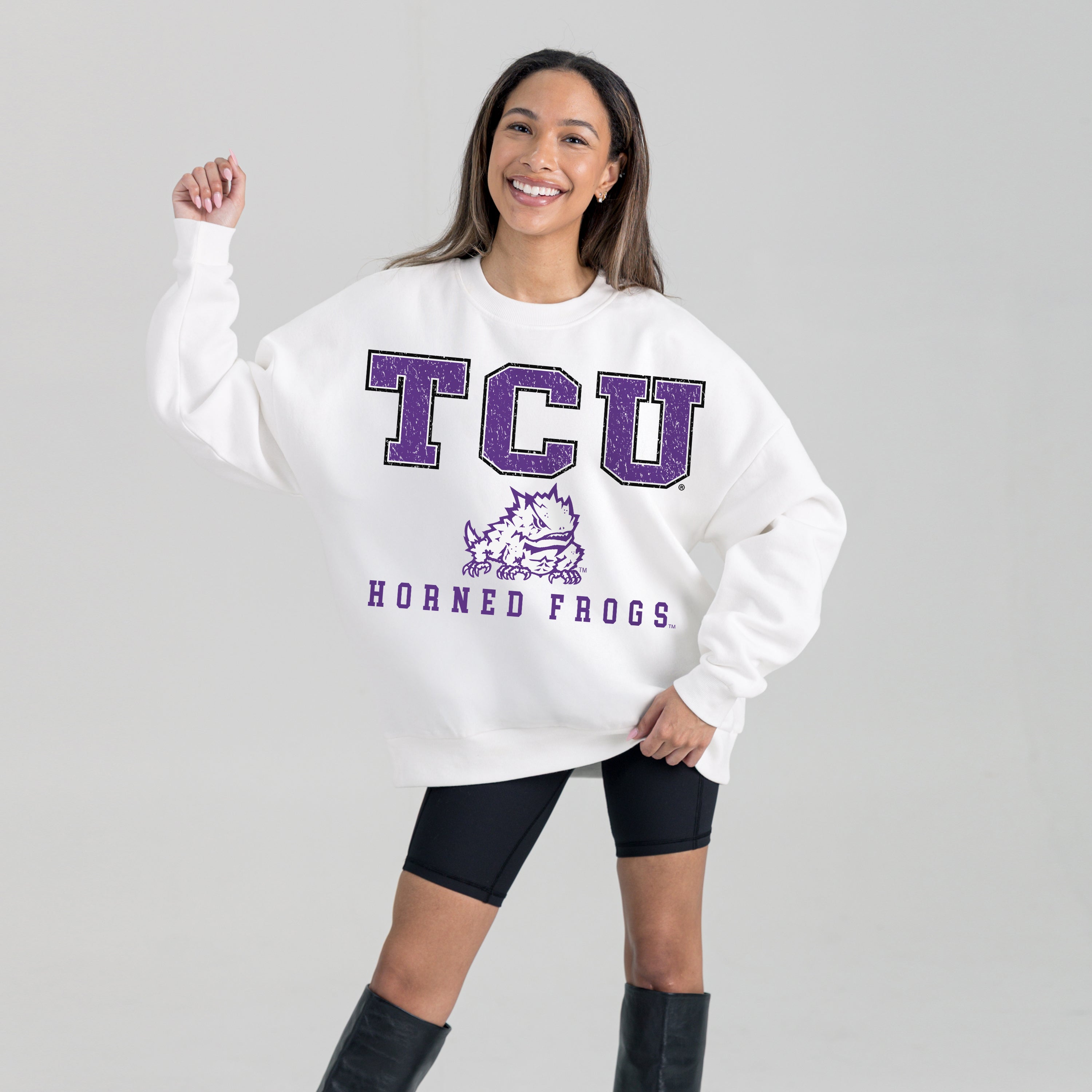 TCU HORNED FROGS Freestyle Fleece Drop-Shoulder Pullover