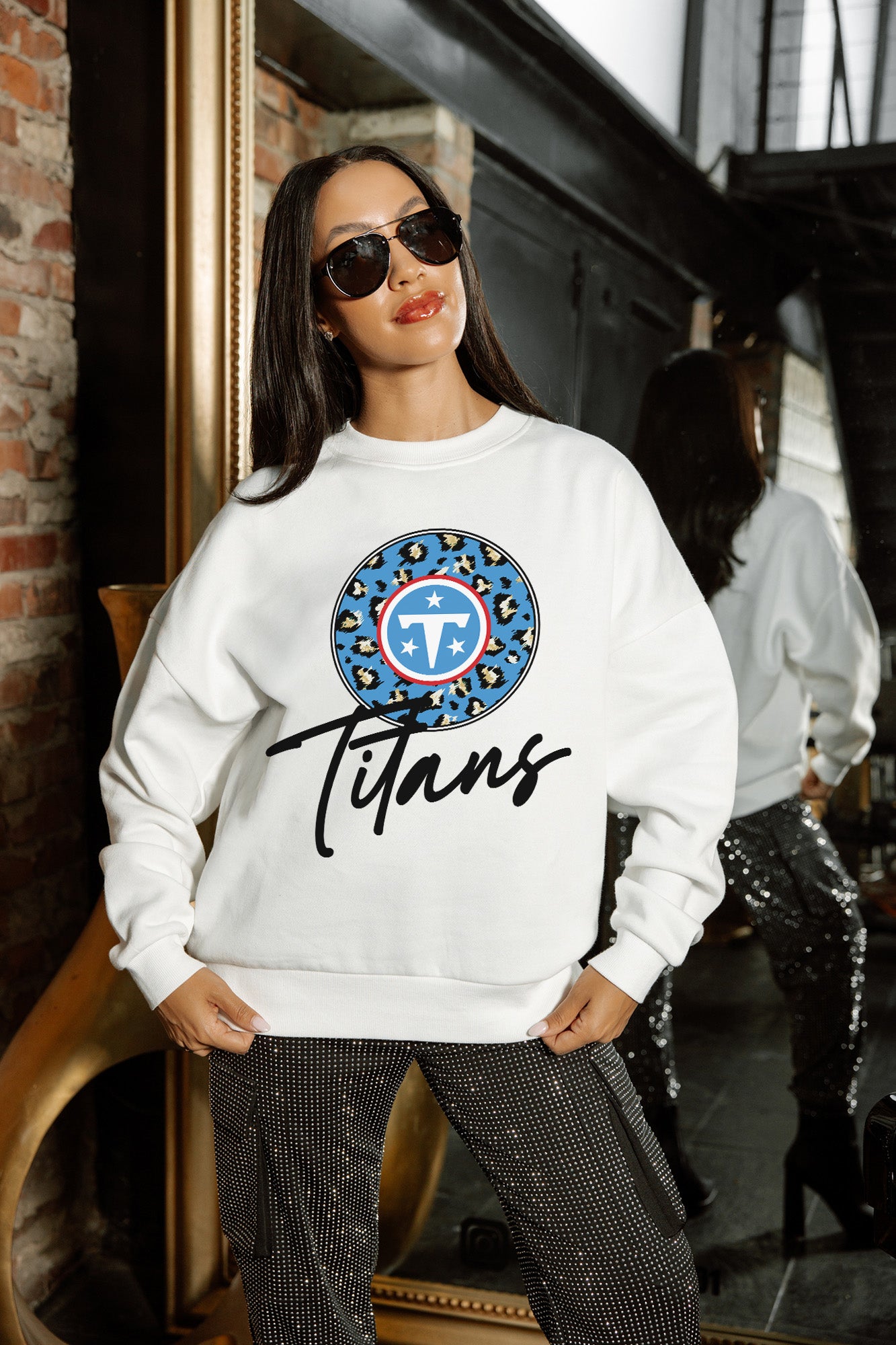 TENNESSEE TITANS WILD BREAKTHROUGH PREMIUM FLEECE CREWNECK PULLOVER