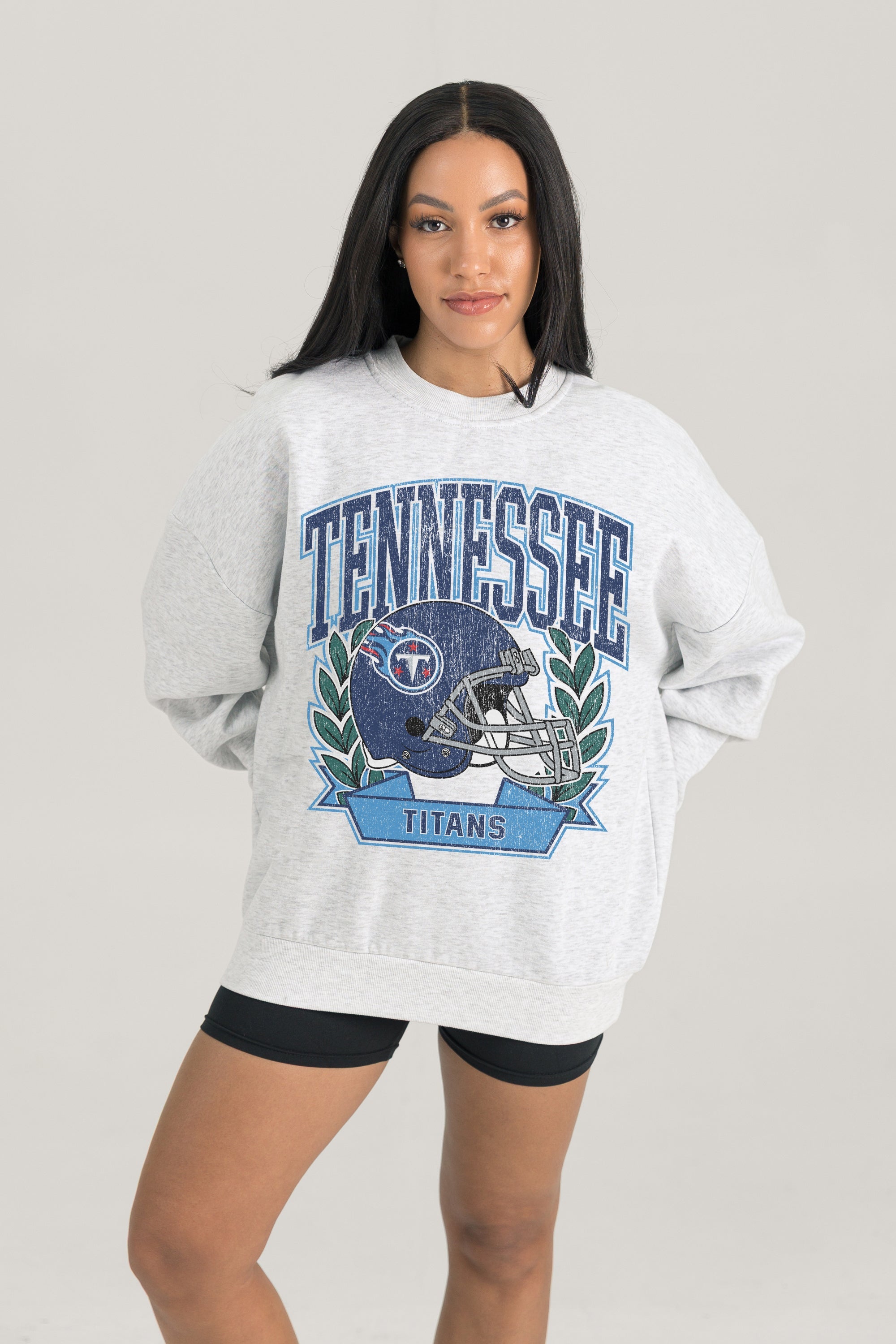 TENNESSEE TITANS HERITAGE PREMIUM FLEECE DROP SHOULDER CREWNECK PULLOVER