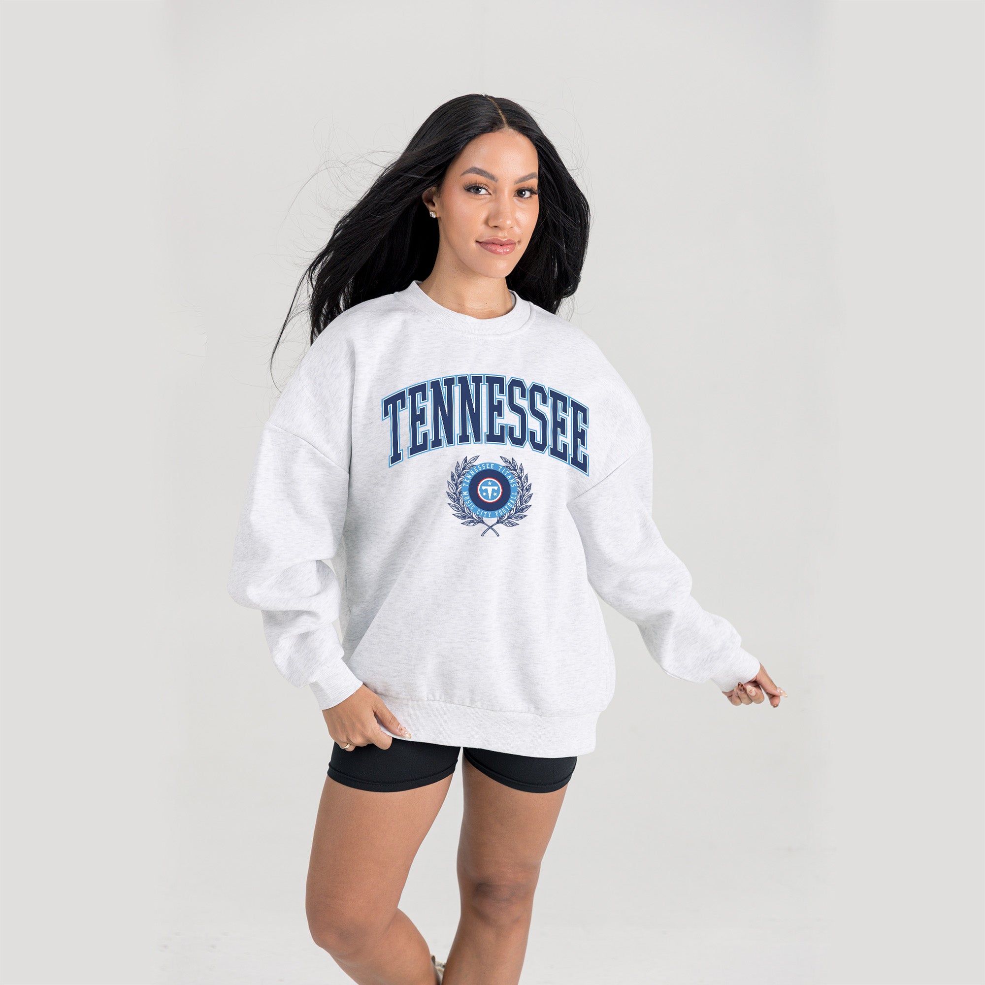 TENNESSEE TITANS TRADITION REFINED PREMIUM FLEECE CREWNECK PULLOVER
