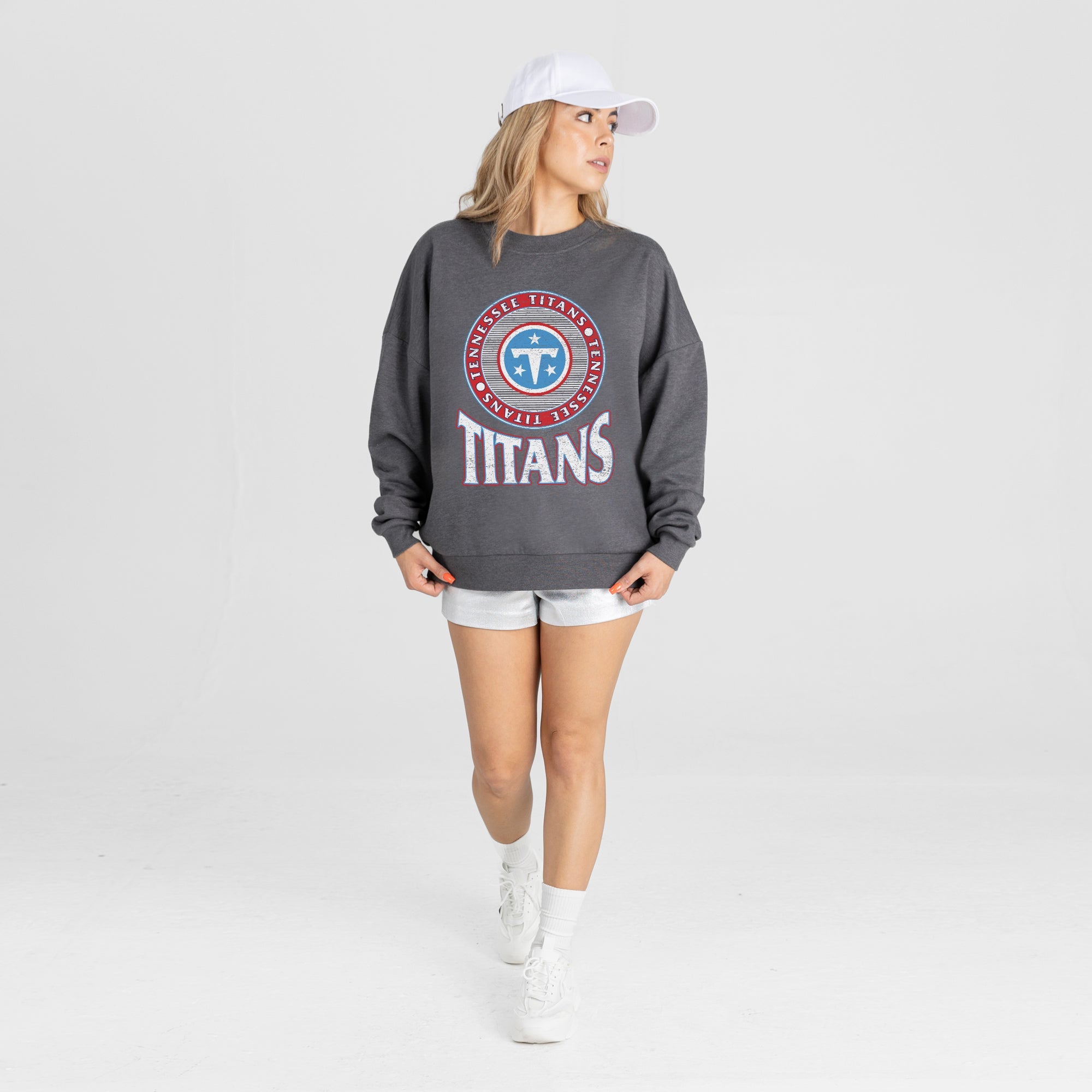 TENNESSEE TITANS SATURDAY SEAL PREMIUM FLEECE DROP SHOULDER CREWNECK PULLOVER
