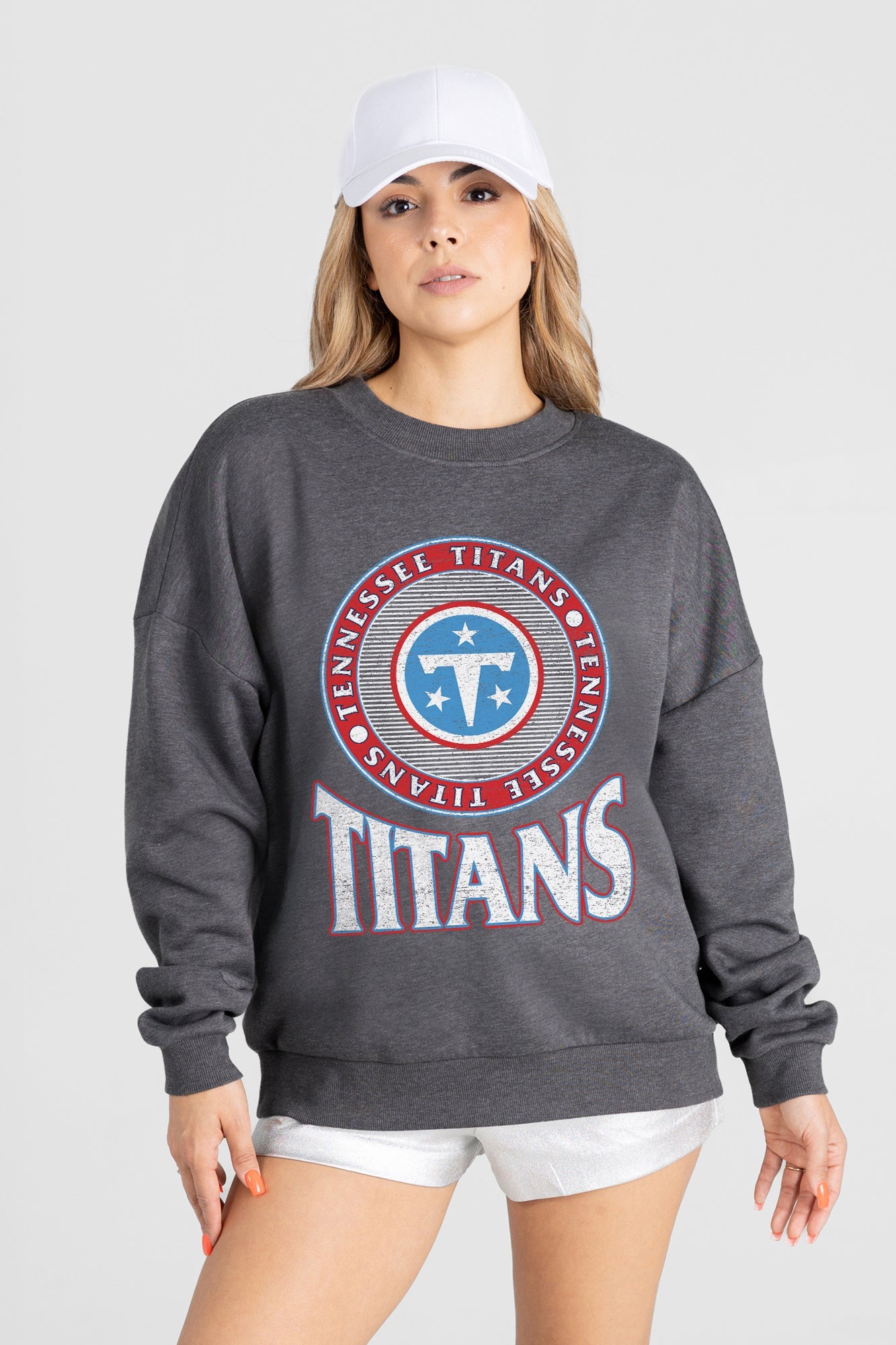 TENNESSEE TITANS SATURDAY SEAL PREMIUM FLEECE DROP SHOULDER CREWNECK PULLOVER
