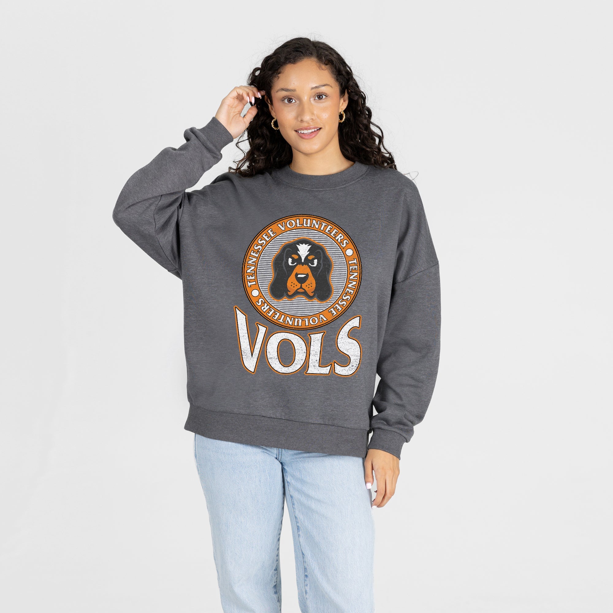 TENNESSEE VOLUNTEERS SATURDAY SEAL PREMIUM FLEECE DROP SHOULDER CREWNECK PULLOVER