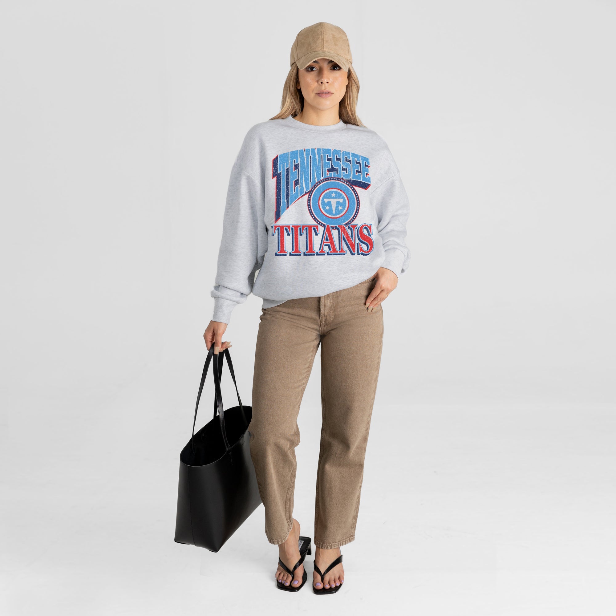 TENNESSEE TITANS GAME ON PREMIUM FLEECE DROP SHOULDER CREWNECK PULLOVER