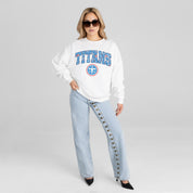 TENNESSEE TITANS SWEET PLAY PREMIUM FLEECE DROP SHOULDER CREWNECK PULLOVER