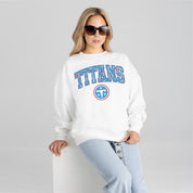 TENNESSEE TITANS SWEET PLAY PREMIUM FLEECE DROP SHOULDER CREWNECK PULLOVER