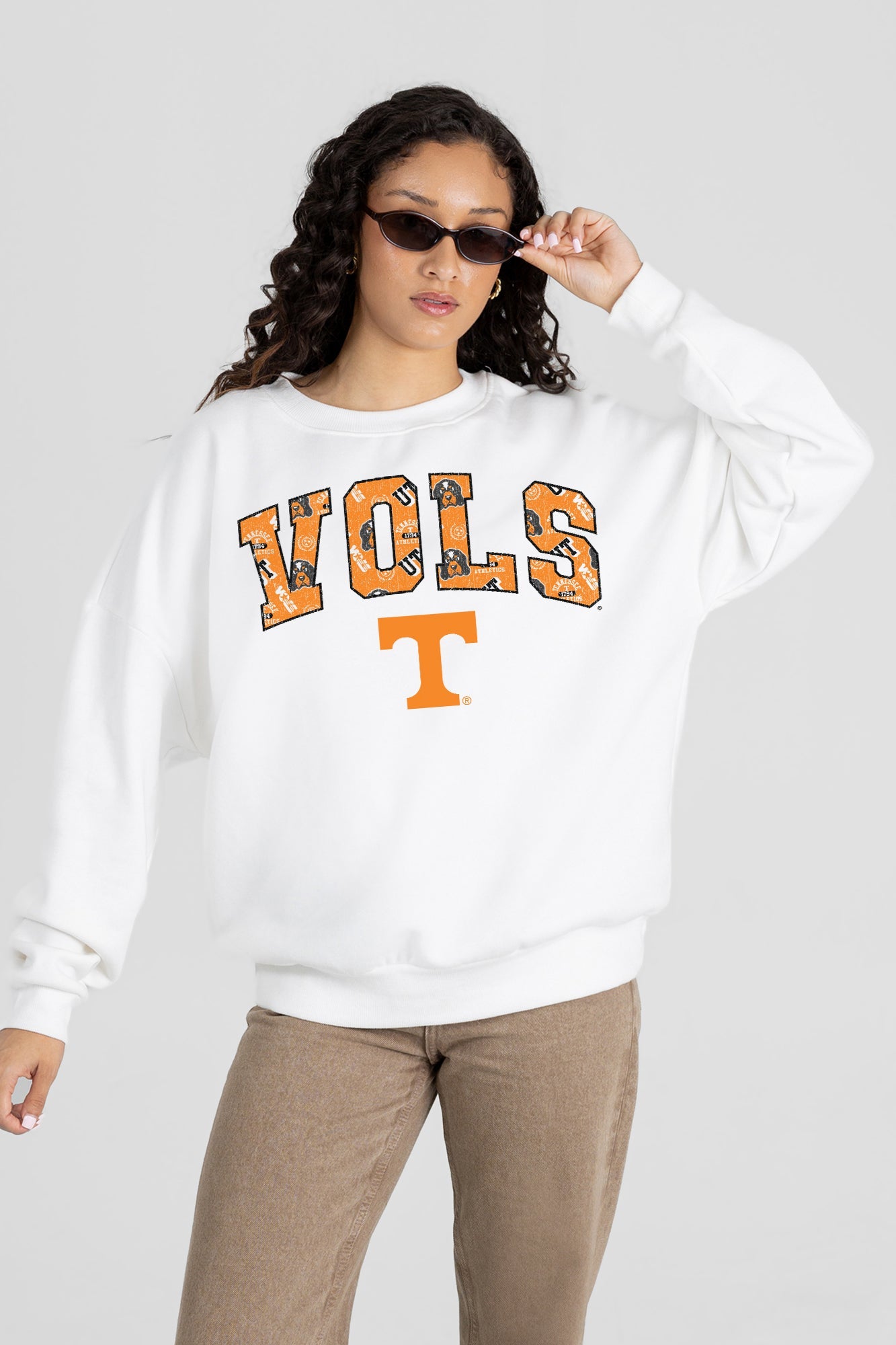 TENNESSEE VOLUNTEERS SWEET PLAY PREMIUM FLEECE DROP SHOULDER CREWNECK PULLOVER