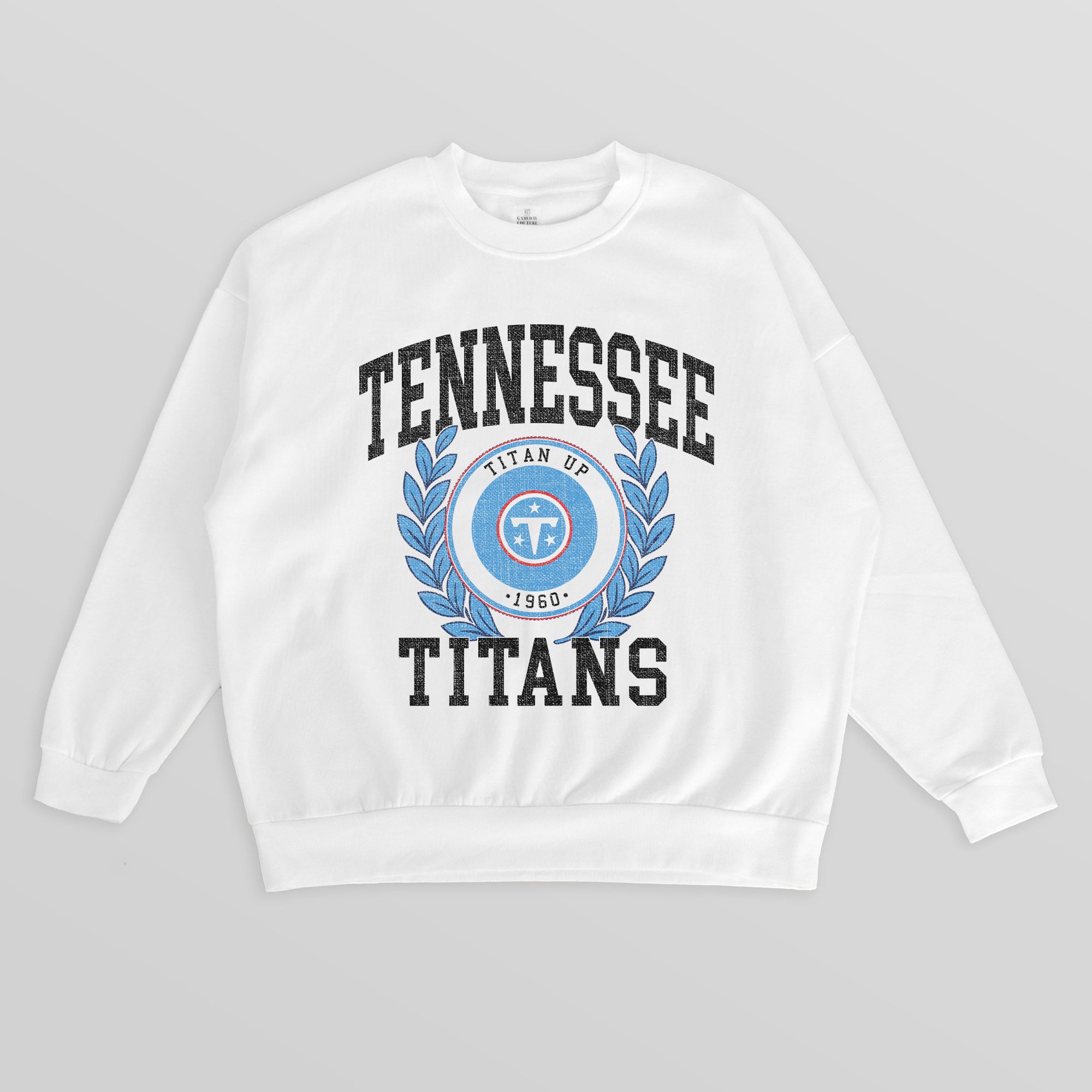 TENNESSEE TITANS GOLD STANDARD PREMIUM FLEECE DROP SHOULDER CREWNECK PULLOVER