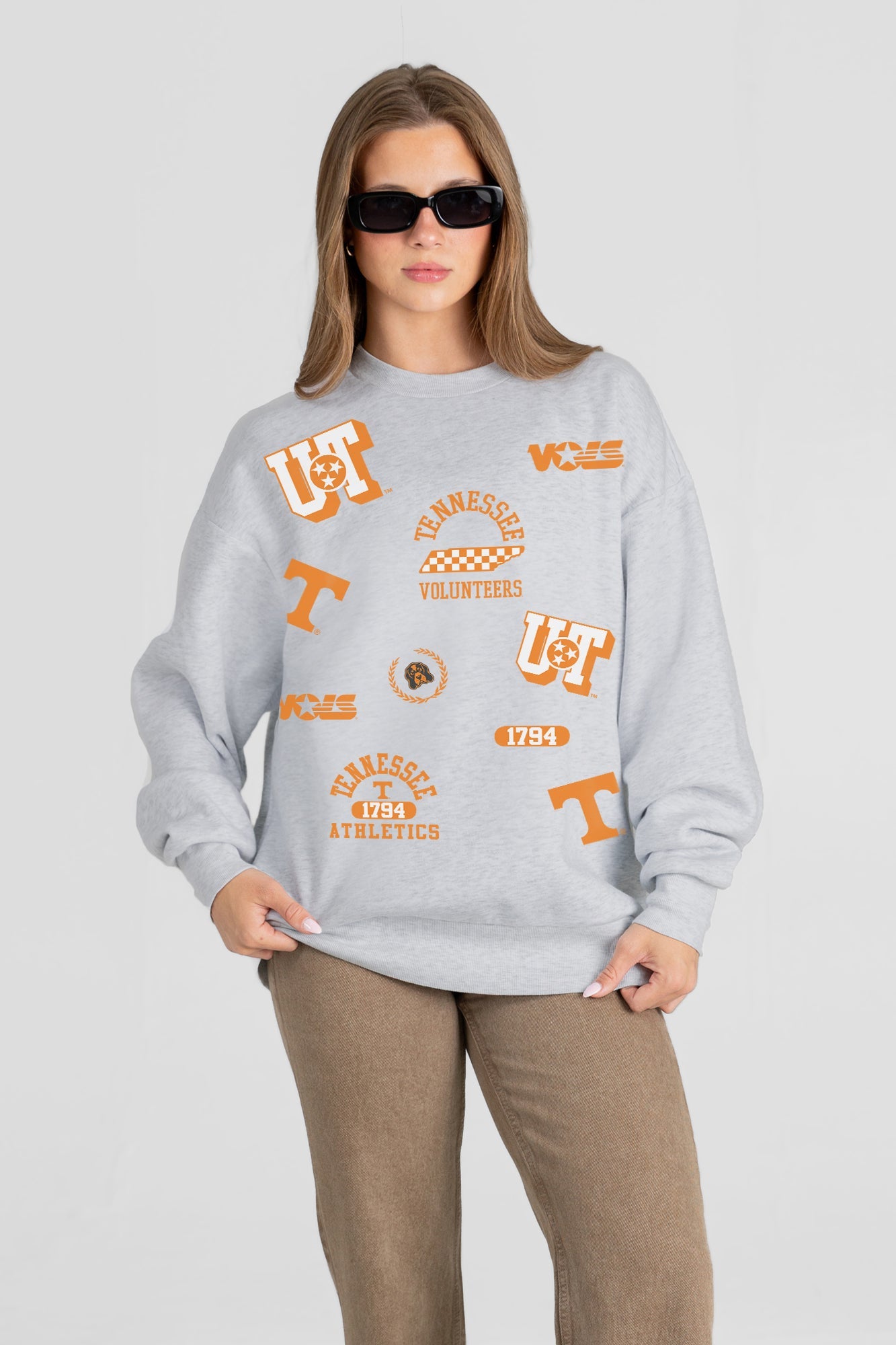 TENNESSEE VOLUNTEERS ALL IN REPEAT PREMIUM FLEECE DROP SHOULDER CREWNECK PULLOVER