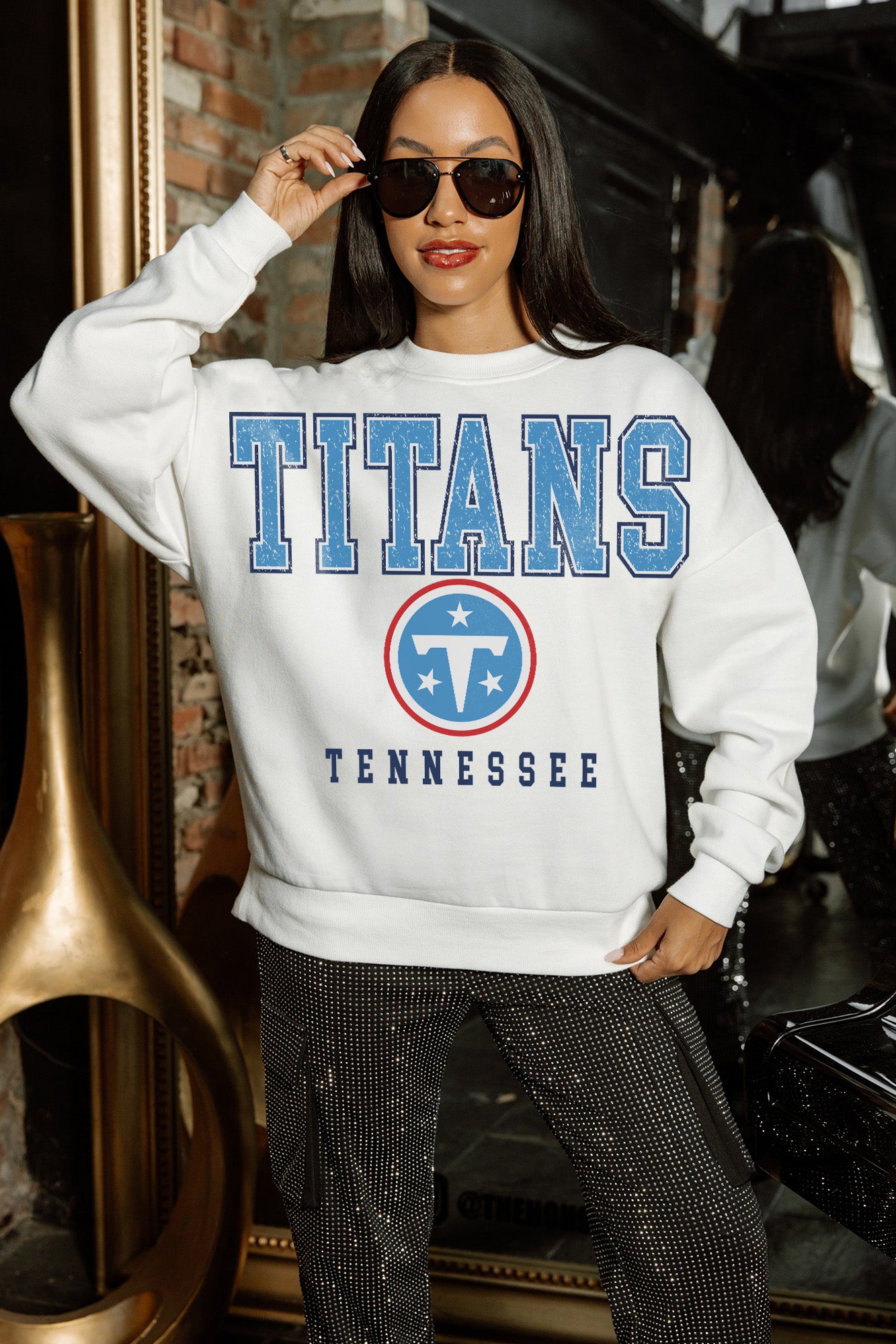 TENNESSEE TITANS Sunday Drives Fleece Crewneck Pullover