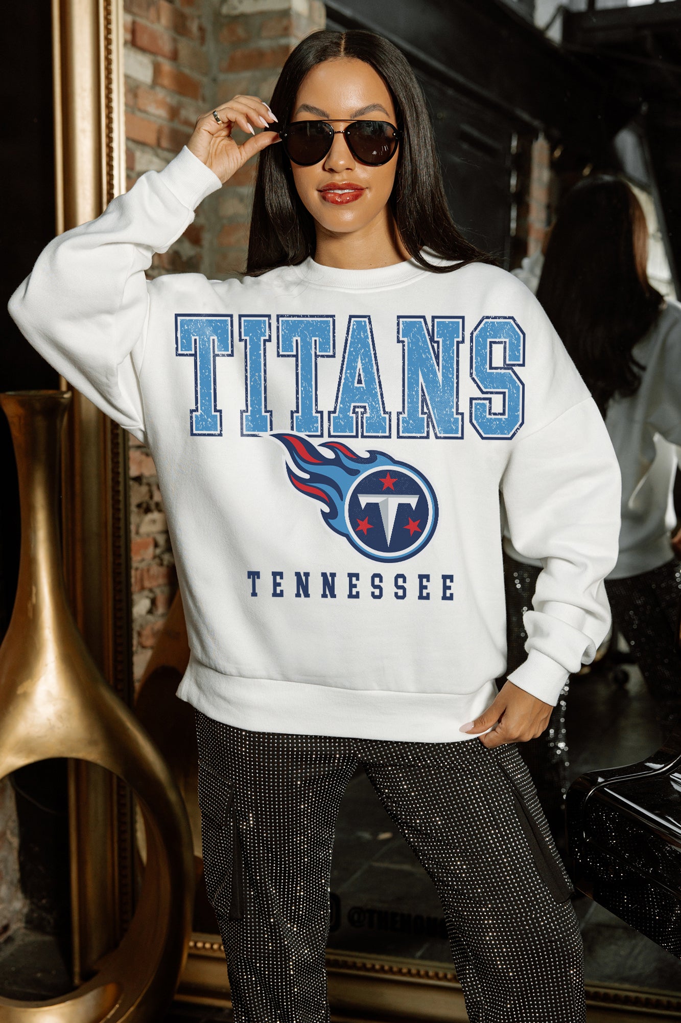 TENNESSEE TITANS Sunday Drives Fleece Crewneck Pullover