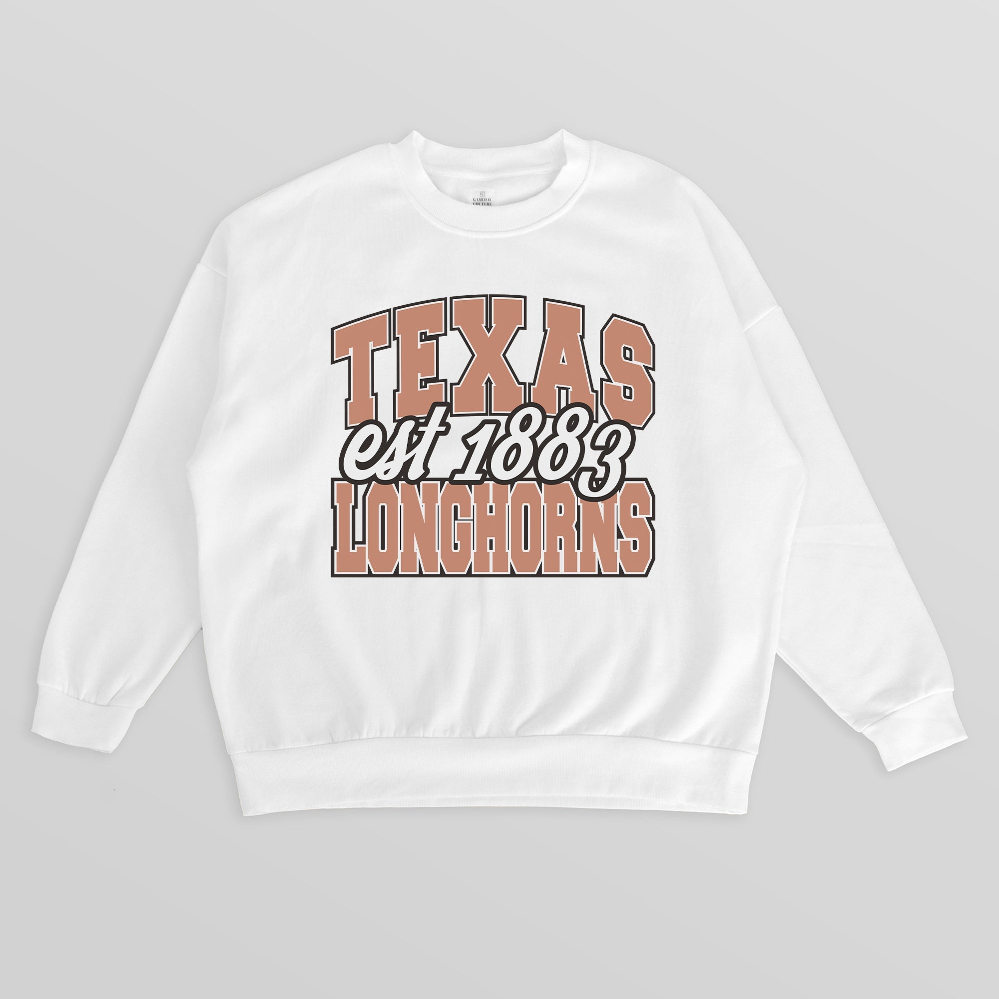 TEXAS LONGHORNS FADED FORMATION PREMIUM FLEECE DROP SHOULDER CREWNECK PULLOVER