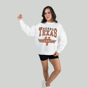 TEXAS LONGHORNS SWIFT STRIKE PREMIUM FLEECE DROP SHOULDER CREWNECK PULLOVER