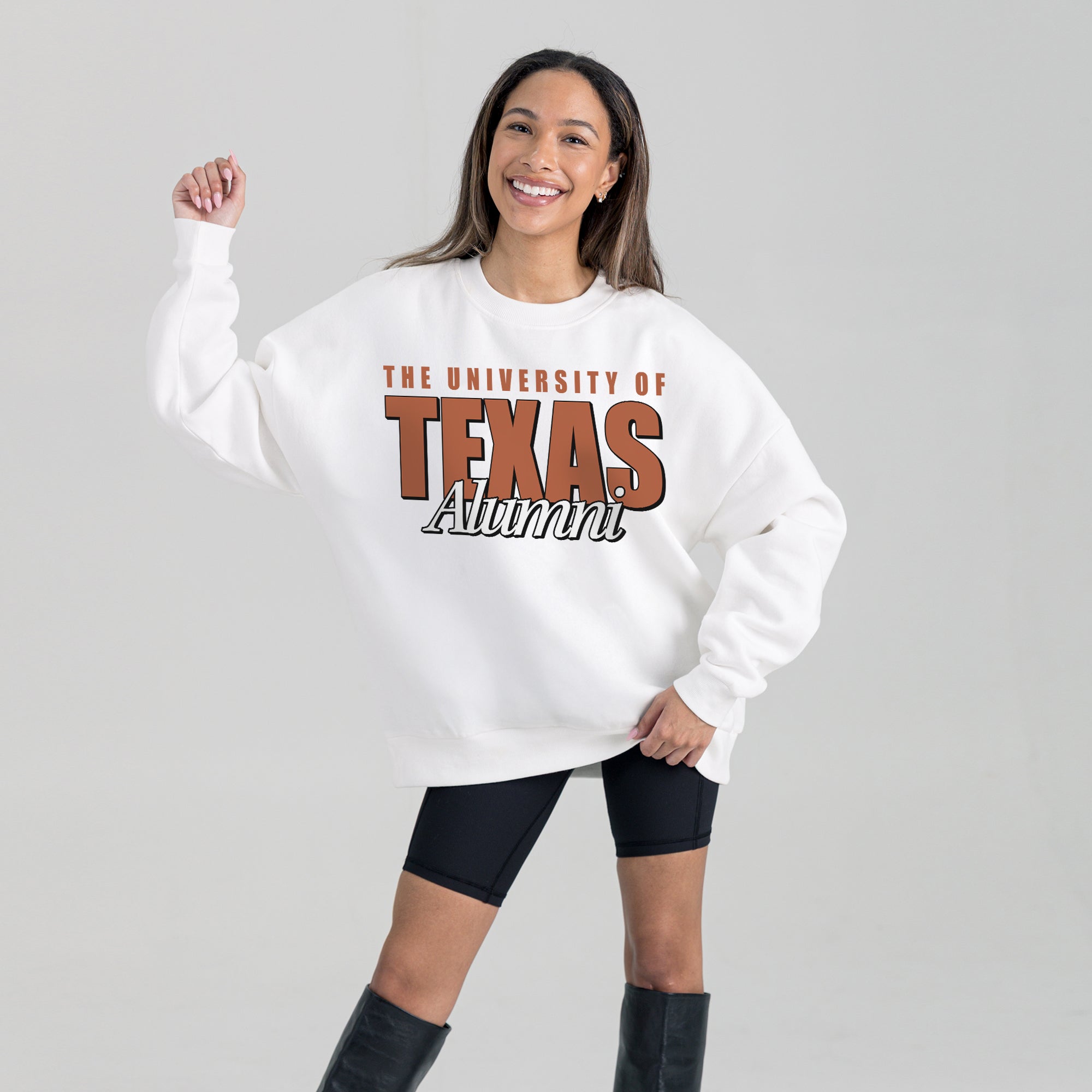 TEXAS LONGHORNS ALUMNI ERA PREMIUM DROP SHOULDER FLEECE CREWNECK PULLOVER