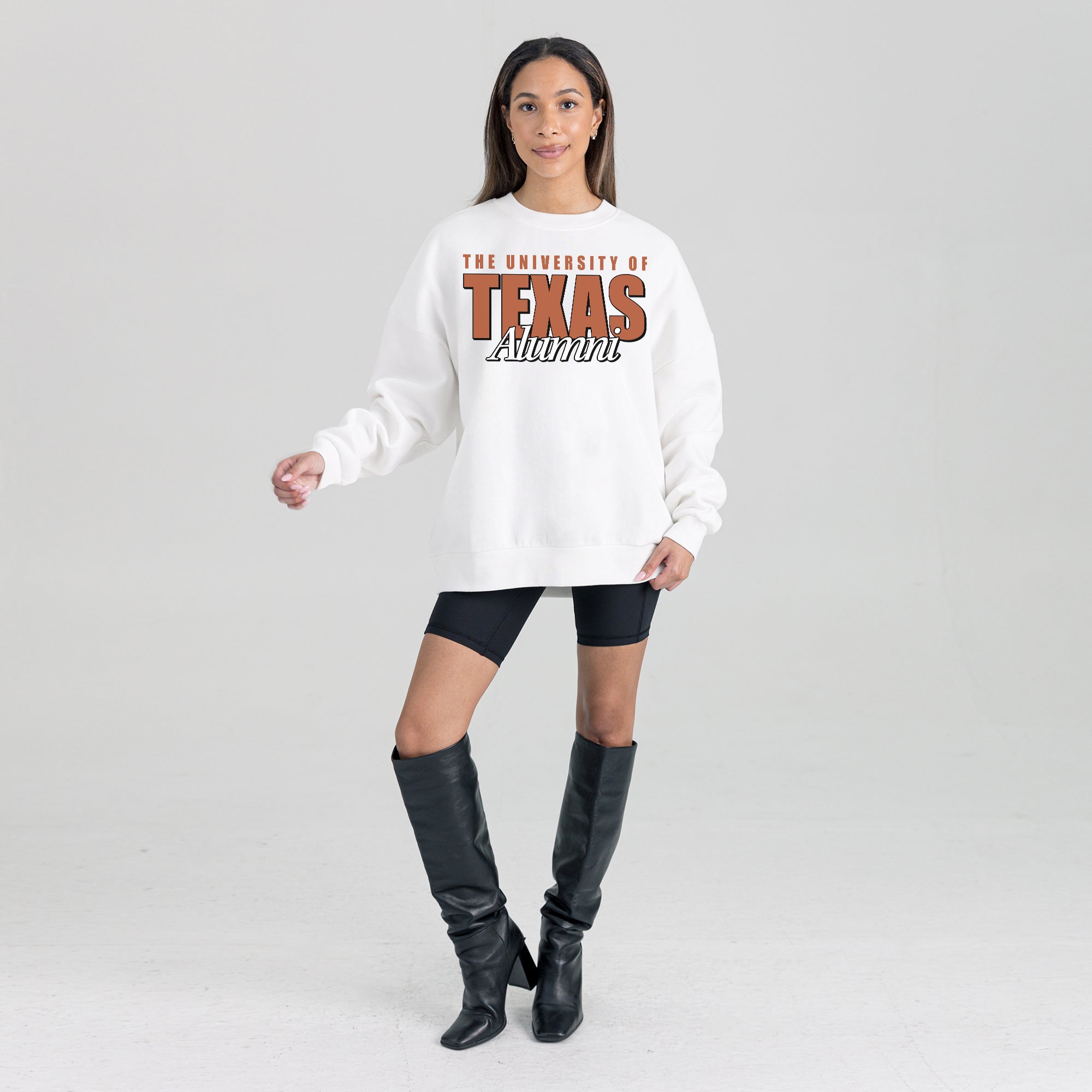 TEXAS LONGHORNS ALUMNI ERA PREMIUM DROP SHOULDER FLEECE CREWNECK PULLOVER
