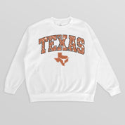 TEXAS LONGHORNS SWEET PLAY PREMIUM FLEECE DROP SHOULDER CREWNECK PULLOVER