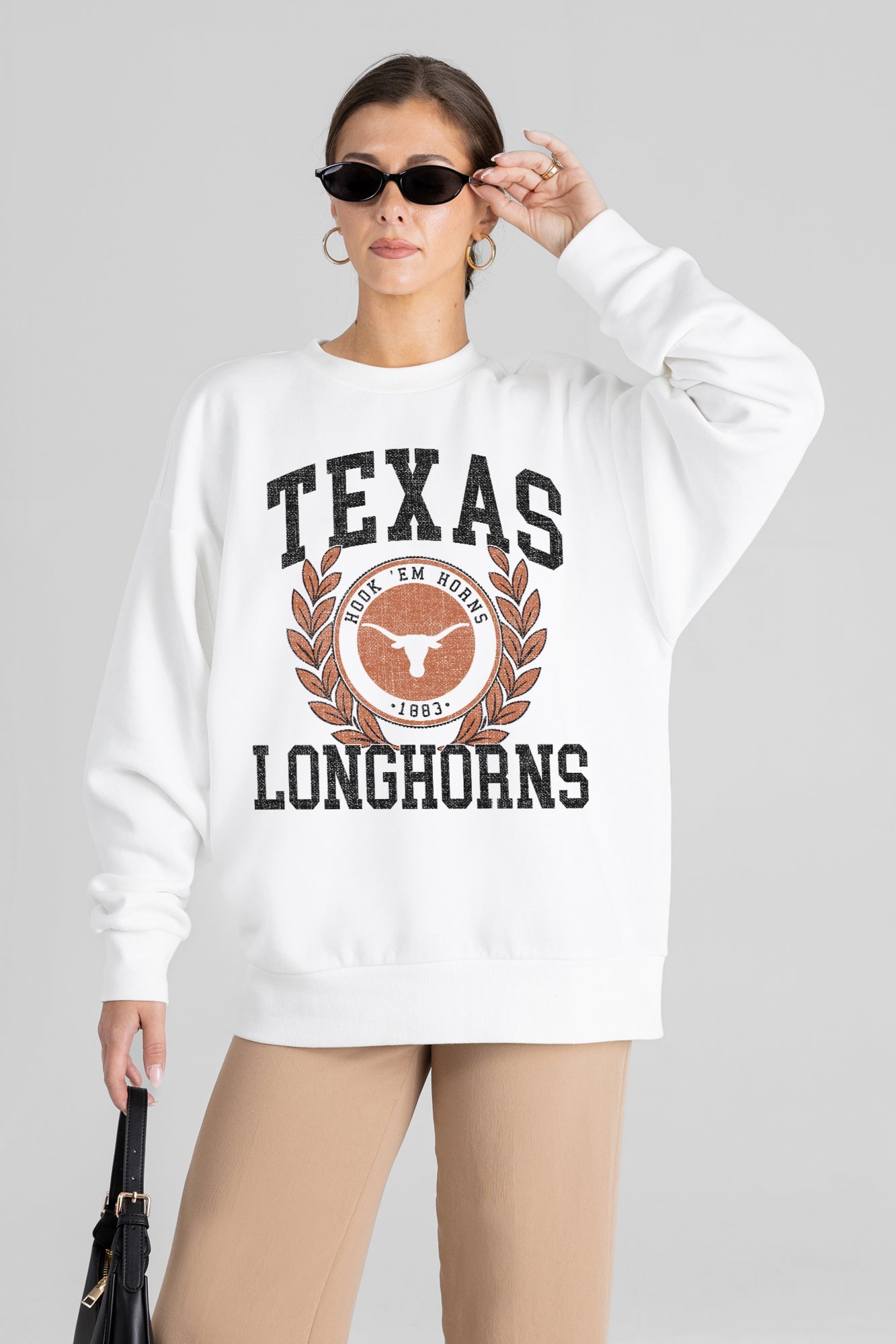 TEXAS LONGHORNS GOLD STANDARD PREMIUM FLEECE DROP SHOULDER CREWNECK PULLOVER