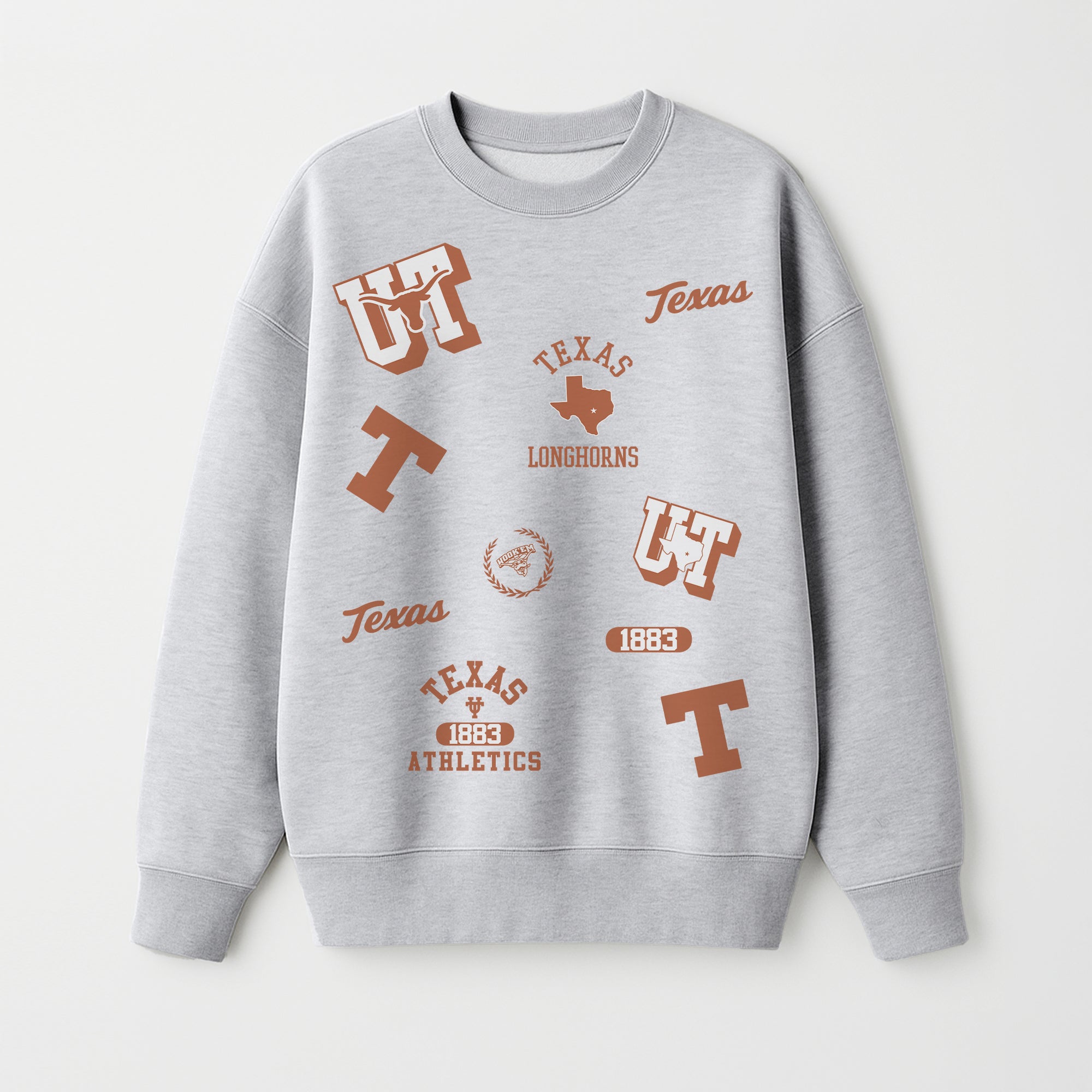 TEXAS LONGHORNS ALL IN REPEAT PREMIUM FLEECE DROP SHOULDER CREWNECK PULLOVER