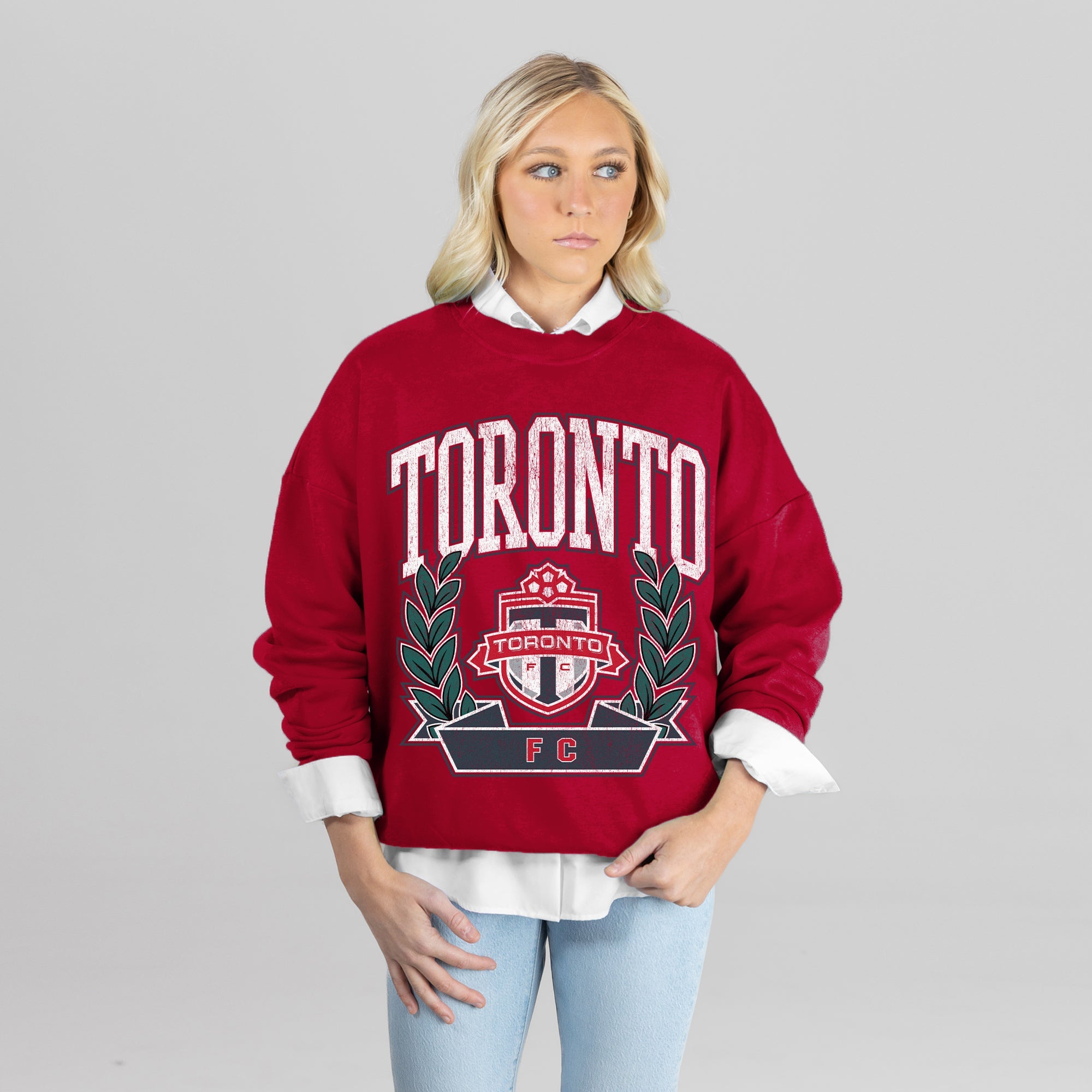 TORONTO FC CLASSIC ARCHIVES PREMIUM FLEECE DROP SHOULDER CREWNECK PULLOVER