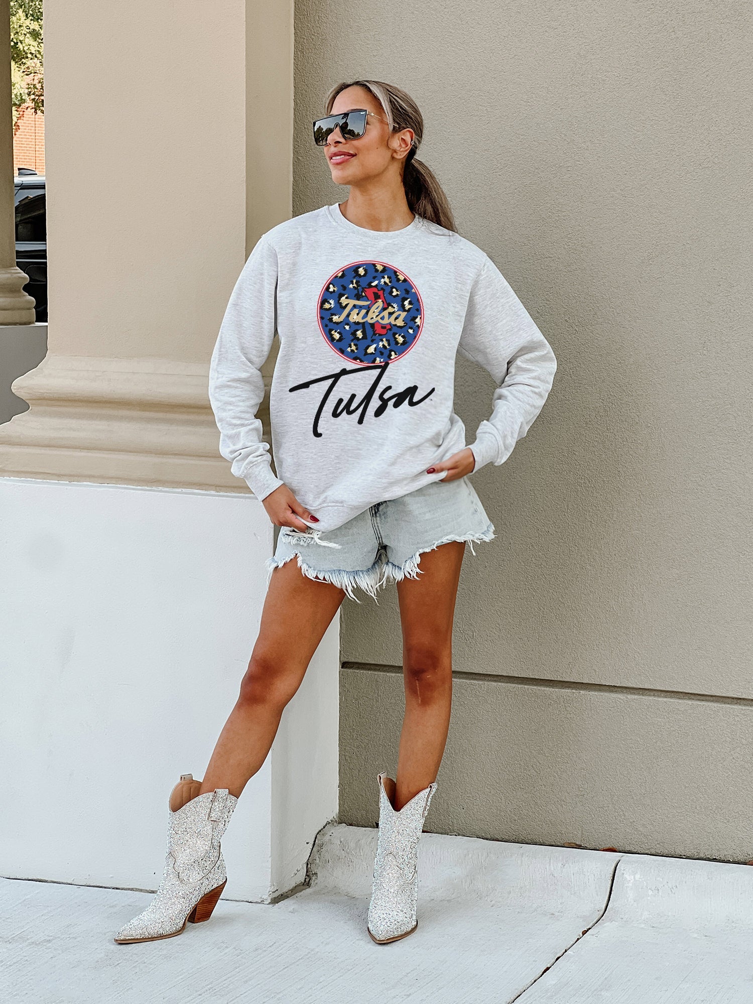 TULSA GOLDEN HURRICANE GOING WILD PREMIUM FLEECE DROP SHOULDER CREWNECK PULLOVER