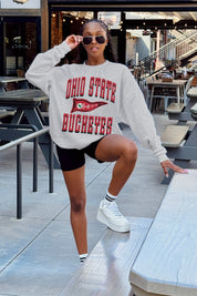 OHIO STATE BUCKEYES PENNANT PRIDE PREMIUM FLEECE DROP SHOULDER CREWNECK PULLOVER