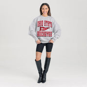 OHIO STATE BUCKEYES PENNANT PRIDE PREMIUM FLEECE DROP SHOULDER CREWNECK PULLOVER