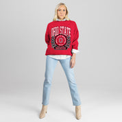 OHIO STATE BUCKEYES CLASSIC ARCHIVES PREMIUM DROP SHOULDER FLEECE CREWNECK PULLOVER