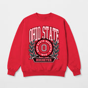 OHIO STATE BUCKEYES CLASSIC ARCHIVES PREMIUM DROP SHOULDER FLEECE CREWNECK PULLOVER