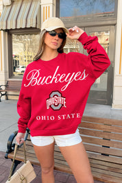 OHIO STATE BUCKEYES LEGACY CLUB PREMIUM FLEECE DROP SHOULDER CREWNECK PULLOVER