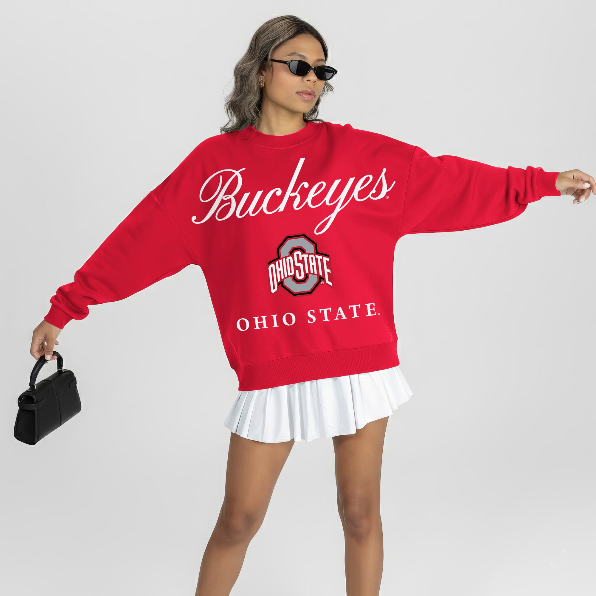 OHIO STATE BUCKEYES LEGACY CLUB PREMIUM FLEECE DROP SHOULDER CREWNECK PULLOVER