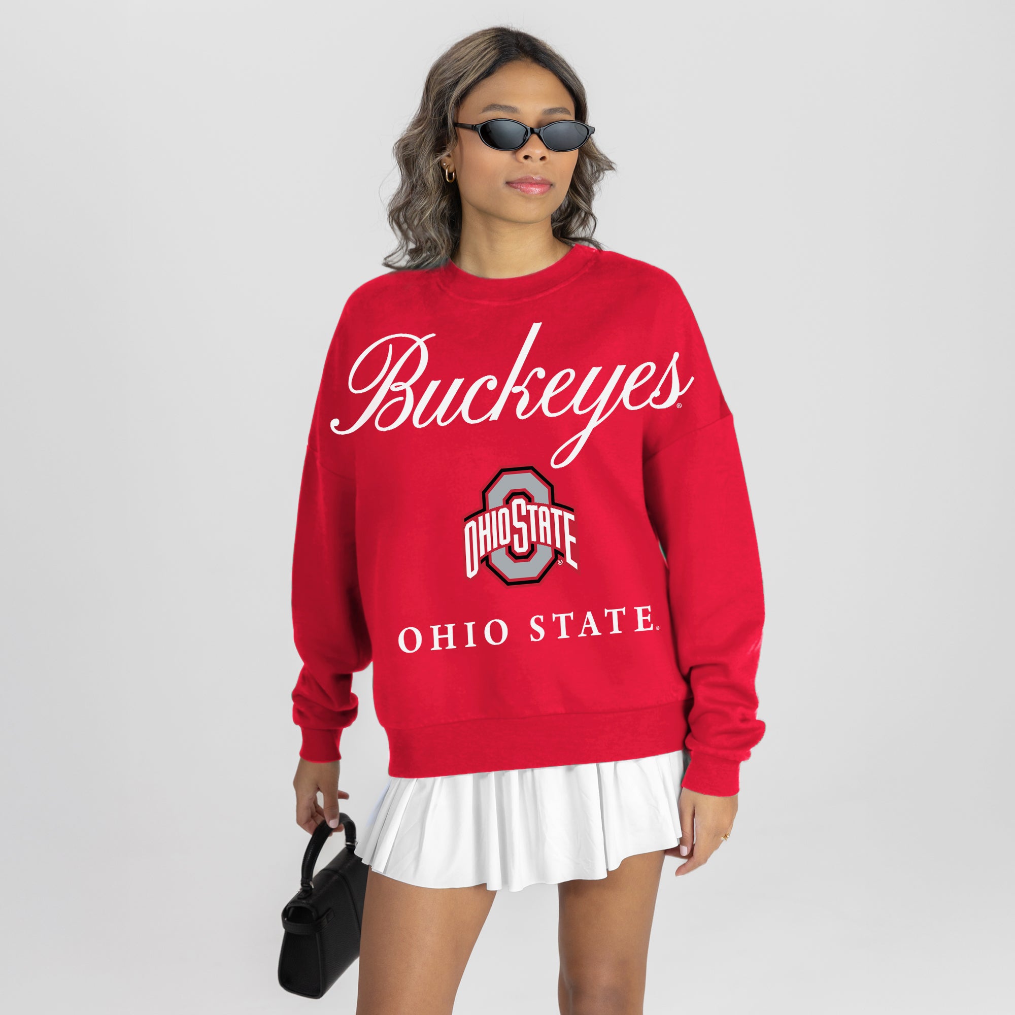 OHIO STATE BUCKEYES LEGACY CLUB PREMIUM FLEECE DROP SHOULDER CREWNECK PULLOVER