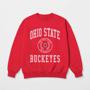 OHIO STATE BUCKEYES PRIME PLAY PREMIUM FLEECE DROP SHOULDER CREWNECK PULLOVER