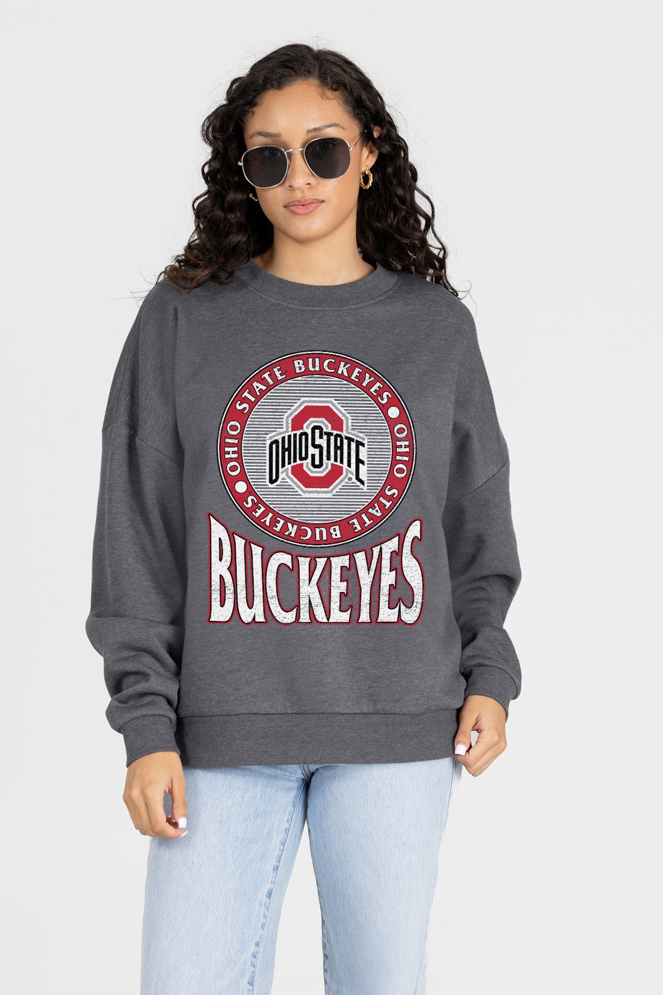 OHIO STATE BUCKEYES SATURDAY SEAL PREMIUM FLEECE DROP SHOULDER CREWNECK PULLOVER