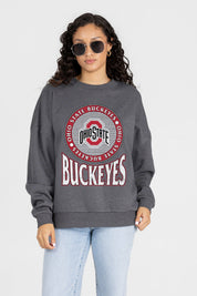 OHIO STATE BUCKEYES SATURDAY SEAL PREMIUM FLEECE DROP SHOULDER CREWNECK PULLOVER