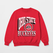 OHIO STATE BUCKEYES MAIN CHARACTER PREMIUM FLEECE DROP SHOULDER CREWNECK PULLOVER