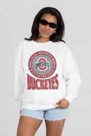 OHIO STATE BUCKEYES ENDZONE PREMIUM FLEECE DROP SHOULDER CREWNECK PULLOVER