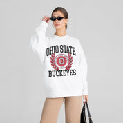 OHIO STATE BUCKEYES GOLD STANDARD PREMIUM FLEECE DROP SHOULDER CREWNECK PULLOVER