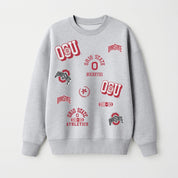 OHIO STATE BUCKEYES ALL IN REPEAT PREMIUM FLEECE DROP SHOULDER CREWNECK PULLOVER