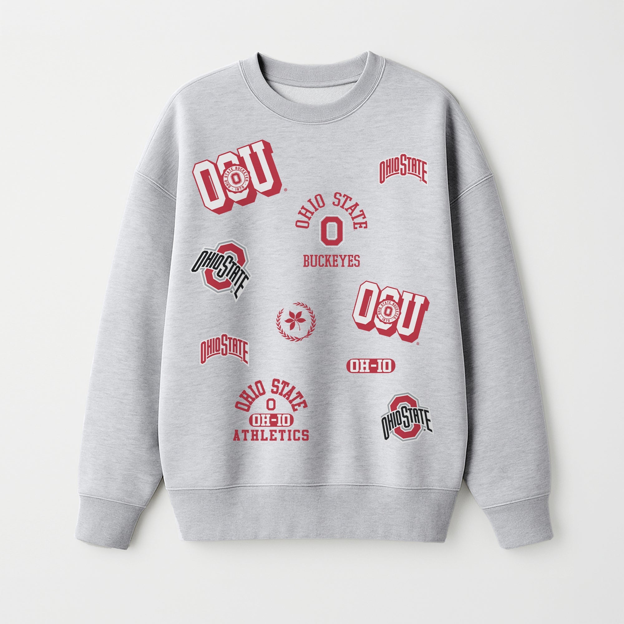 OHIO STATE BUCKEYES ALL IN REPEAT PREMIUM FLEECE DROP SHOULDER CREWNECK PULLOVER