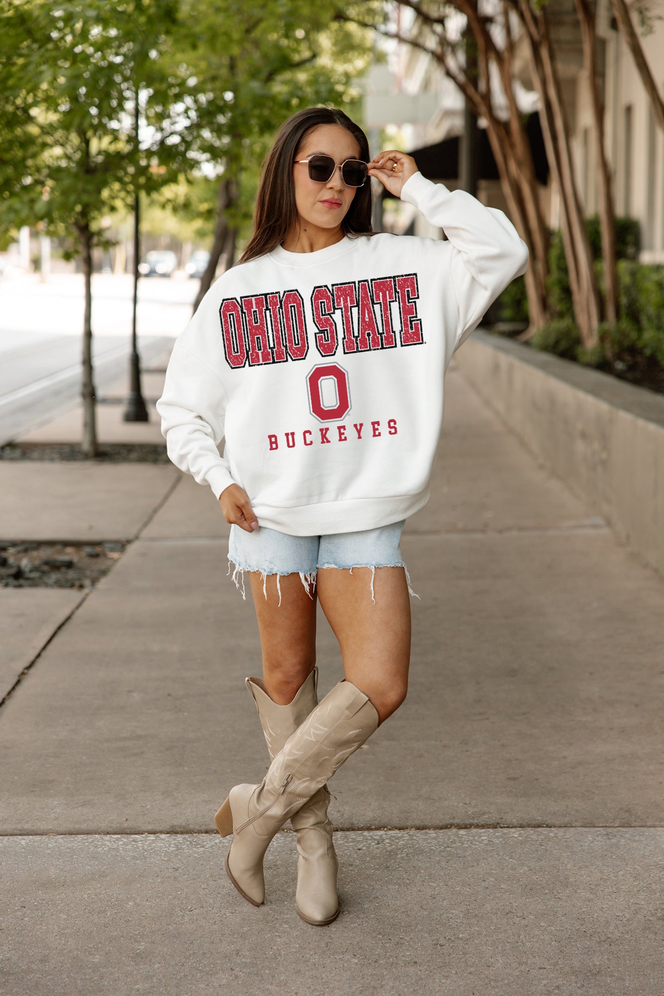 OHIO STATE BUCKEYES Freestyle Fleece Drop-Shoulder Pullover