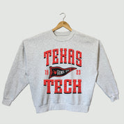 TEXAS TECH RED RAIDERS PENNANT PRIDE PREMIUM FLEECE DROP SHOULDER CREWNECK PULLOVER