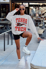 TEXAS TECH RED RAIDERS PENNANT PRIDE PREMIUM FLEECE DROP SHOULDER CREWNECK PULLOVER