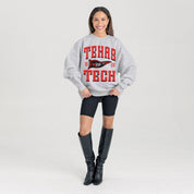 TEXAS TECH RED RAIDERS PENNANT PRIDE PREMIUM FLEECE DROP SHOULDER CREWNECK PULLOVER