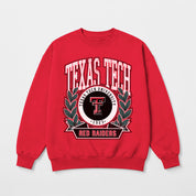 TEXAS TECH RED RAIDERS CLASSIC ARCHIVES PREMIUM DROP SHOULDER FLEECE CREWNECK PULLOVER