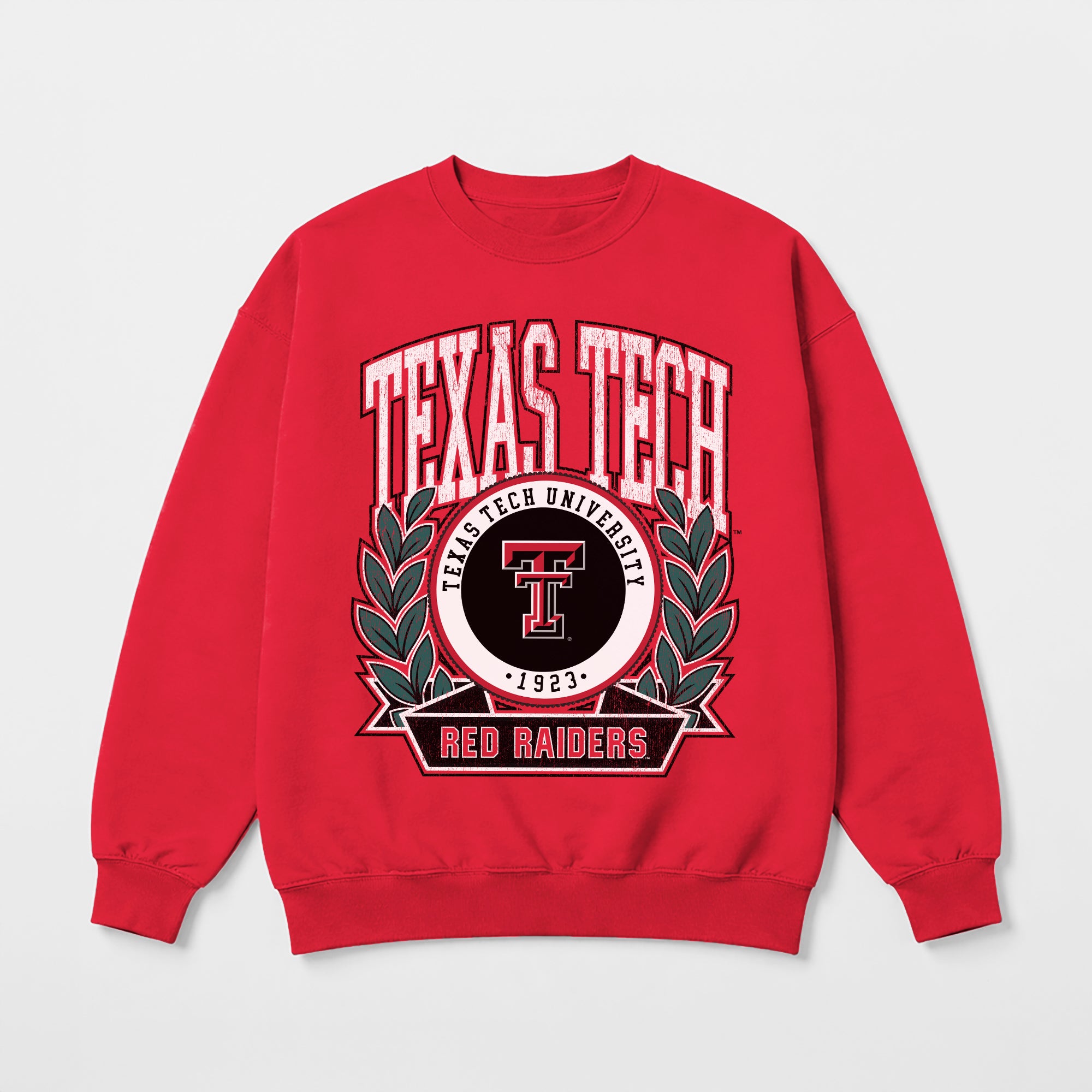 TEXAS TECH RED RAIDERS CLASSIC ARCHIVES PREMIUM DROP SHOULDER FLEECE CREWNECK PULLOVER