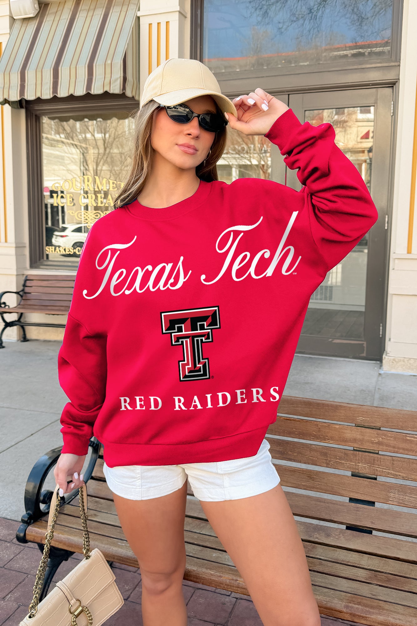 TEXAS TECH RED RAIDERS LEGACY CLUB PREMIUM FLEECE DROP SHOULDER CREWNECK PULLOVER