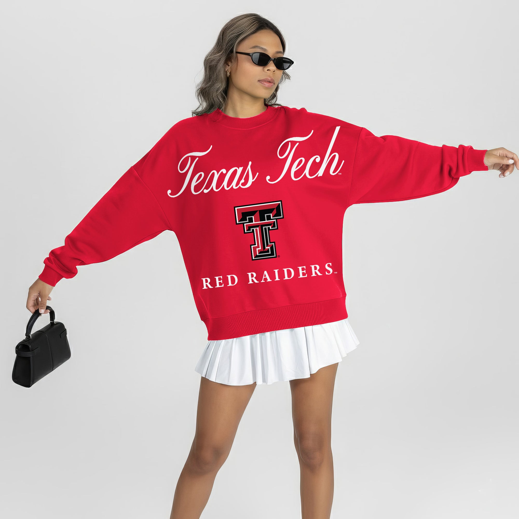 TEXAS TECH RED RAIDERS LEGACY CLUB PREMIUM FLEECE DROP SHOULDER CREWNECK PULLOVER