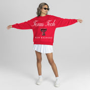 TEXAS TECH RED RAIDERS LEGACY CLUB PREMIUM FLEECE DROP SHOULDER CREWNECK PULLOVER