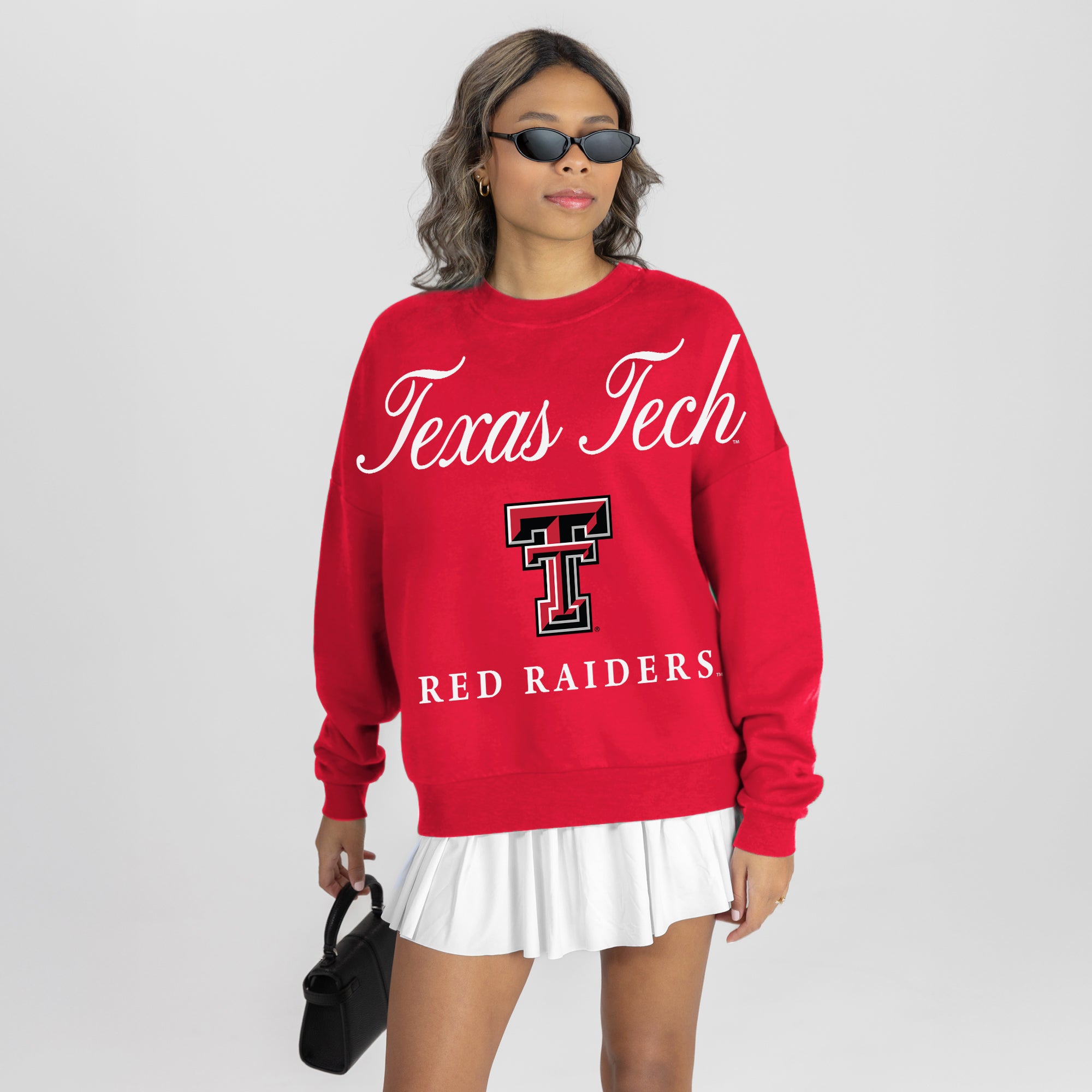 TEXAS TECH RED RAIDERS LEGACY CLUB PREMIUM FLEECE DROP SHOULDER CREWNECK PULLOVER