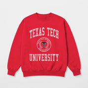 TEXAS TECH RED RAIDERS PRIME PLAY PREMIUM FLEECE DROP SHOULDER CREWNECK PULLOVER